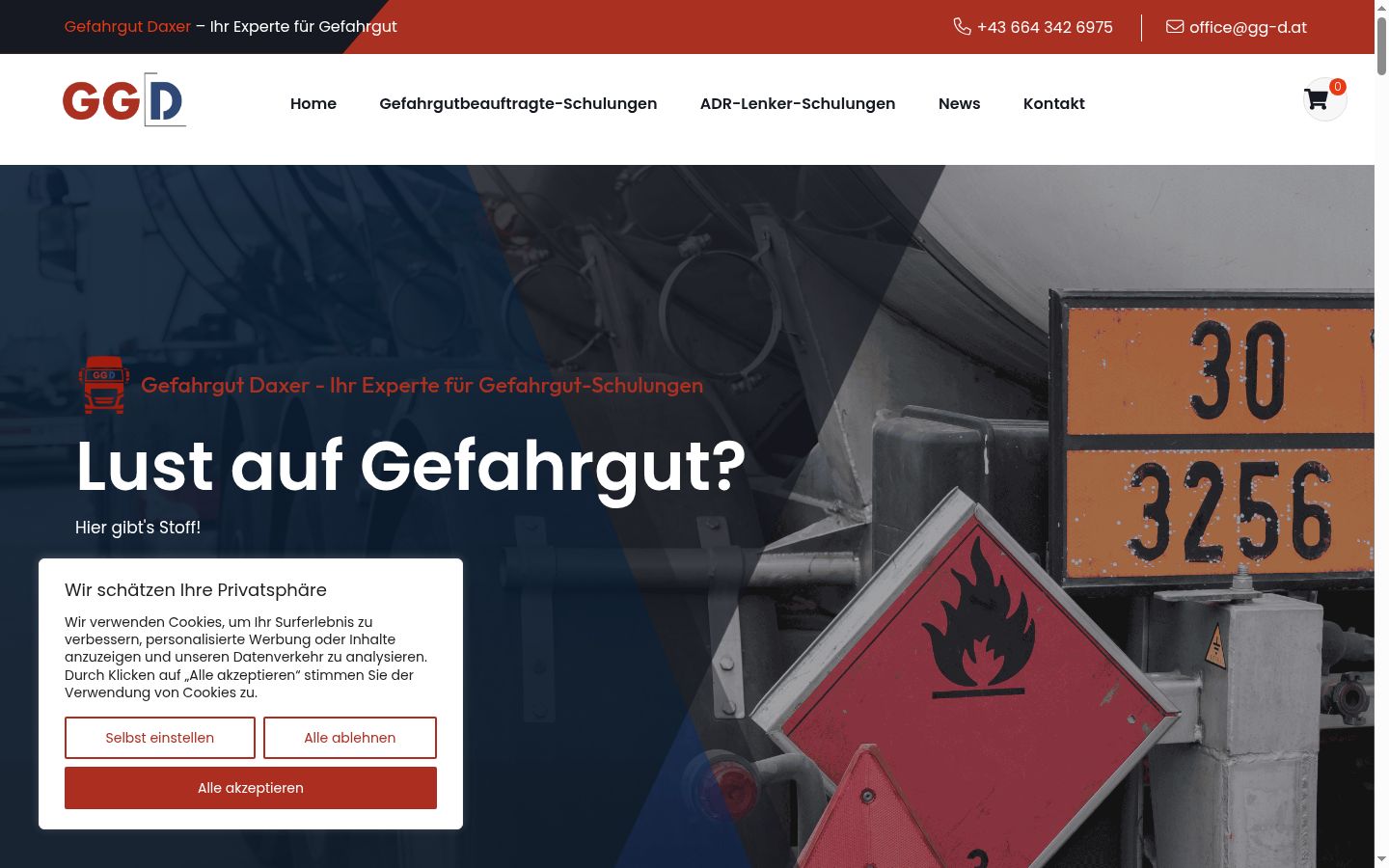 Screenshot des Einwilligungsbanners vor jeglicher Interaktion