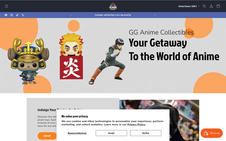 Screenshot of gganimecollectibles.com