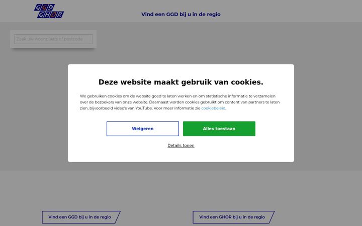 Screenshot of ggd.nl