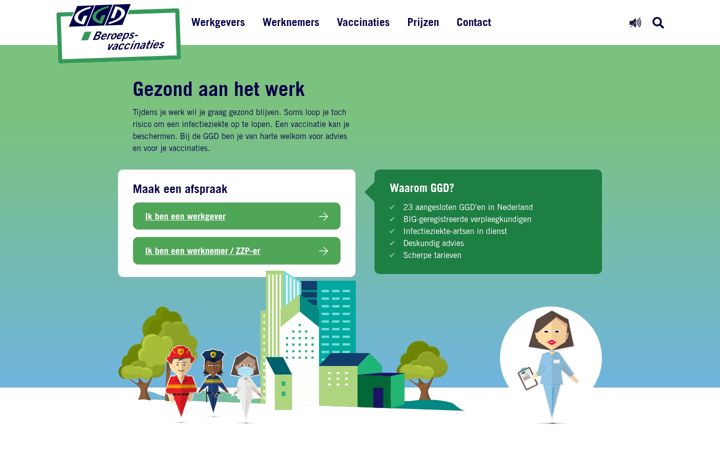 Screenshot of ggdberoepsvaccinaties.nl