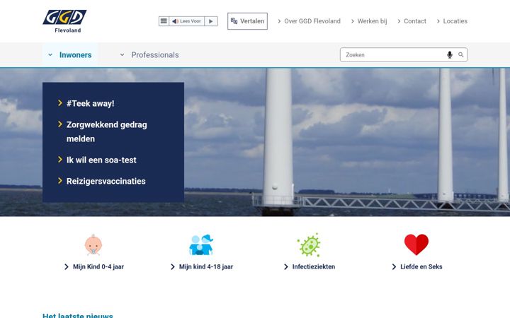 Screenshot of ggdflevoland.nl