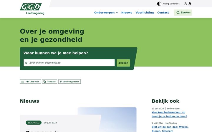 Screenshot of ggdleefomgeving.nl