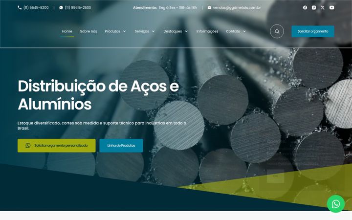 Screenshot of ggdmetals.com.br