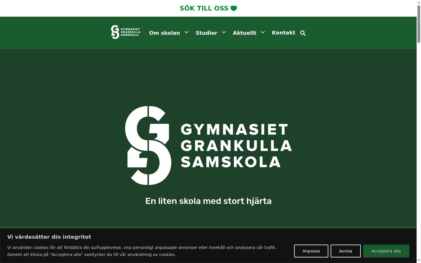 Skærmbillede af samtykkebanneret, som det blev vist før nogen interaktion
