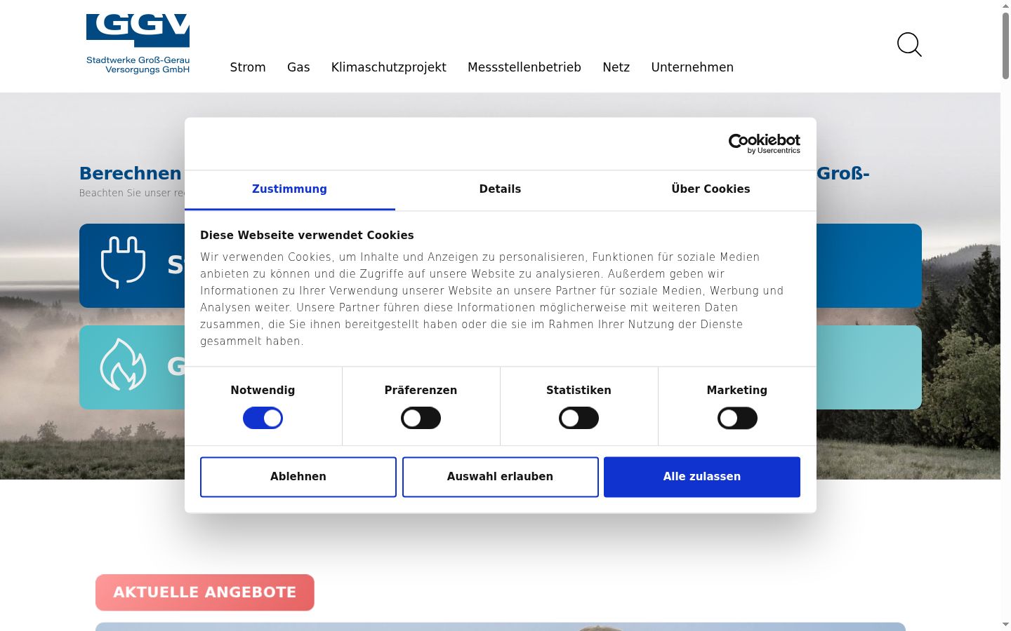 Captură de ecran a bannerului de consimțământ afișat înainte de orice interacțiune