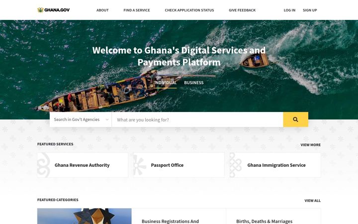 Screenshot of ghana.gov.gh