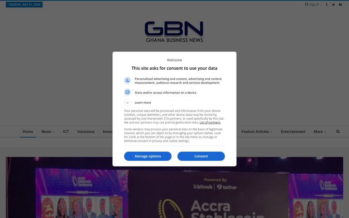 Screenshot of ghanabusinessnews.com
