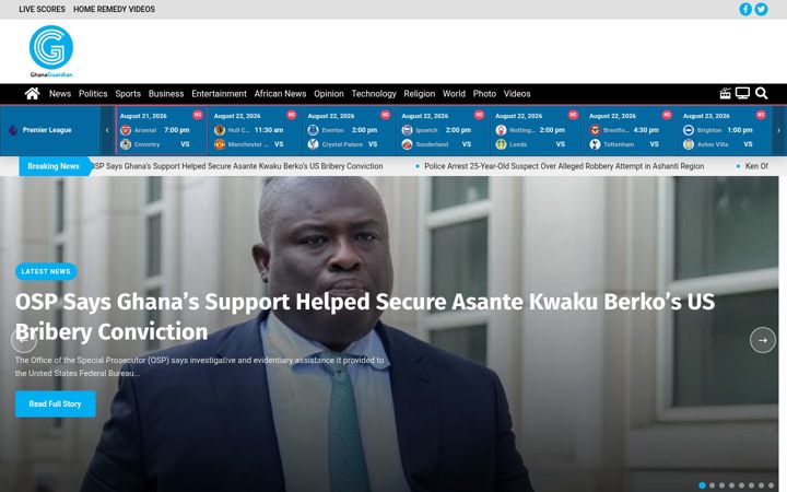 Screenshot of ghanaguardian.com