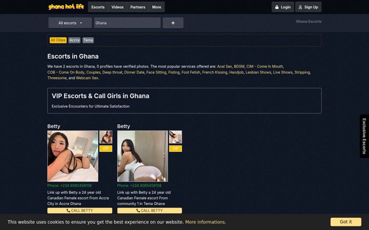 Screenshot of ghanahotlife.com