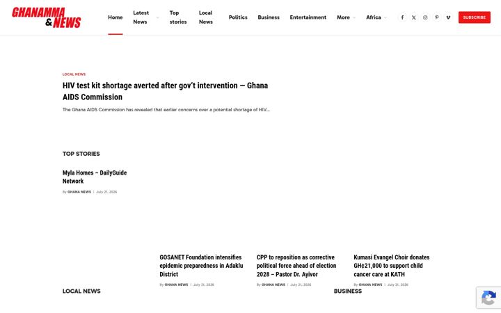 Kuvakaappaus sivustosta ghanamma.com