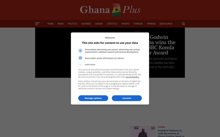 Screenshot of ghanaplus.com