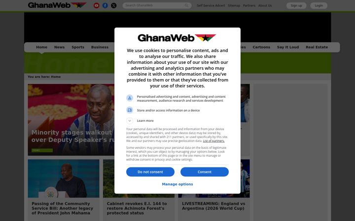 Screenshot von ghanaweb.com