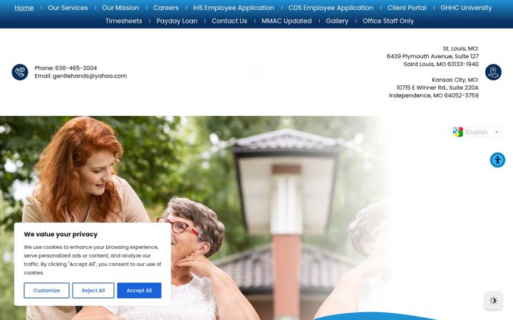 Screenshot of ghandshomecare.com