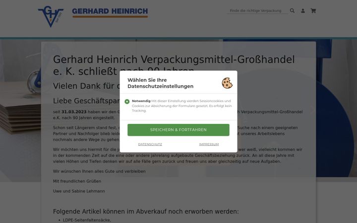 Screenshot of gheinrich-verpackung-dresden.de