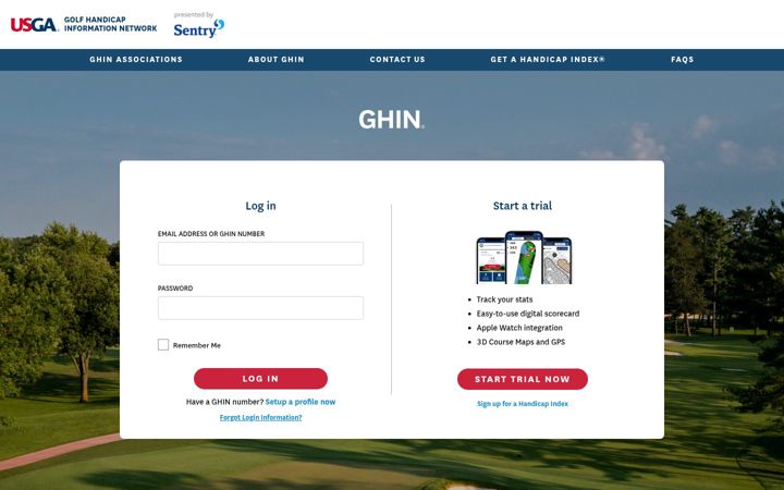 Screenshot of ghin.com