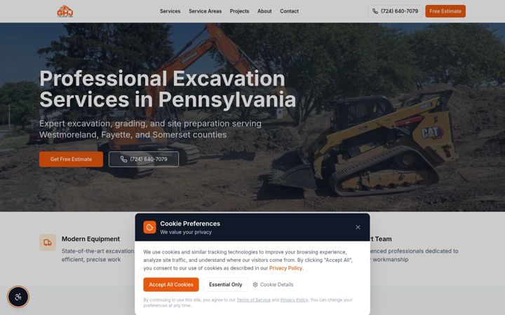 Screenshot of ghjexcavation.com