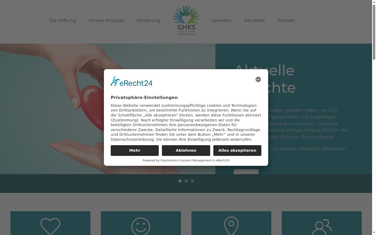 Screenshot del banner di consenso mostrato prima di qualsiasi interazione