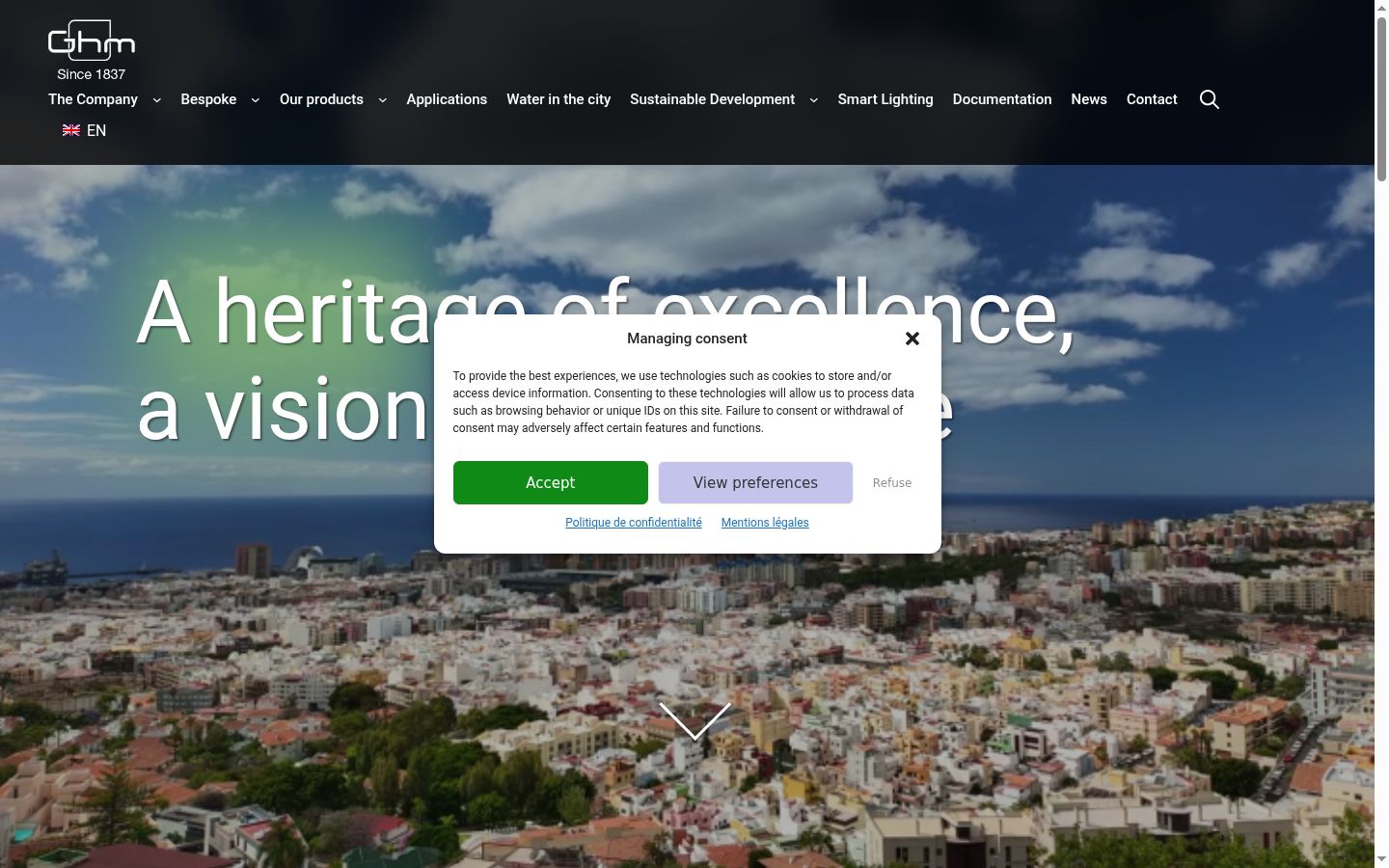 Screenshot del banner di consenso mostrato prima di qualsiasi interazione