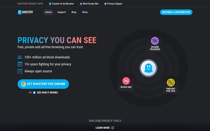 Screenshot ta' ghostery.com