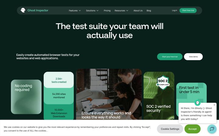Screenshot of ghostinspector.com
