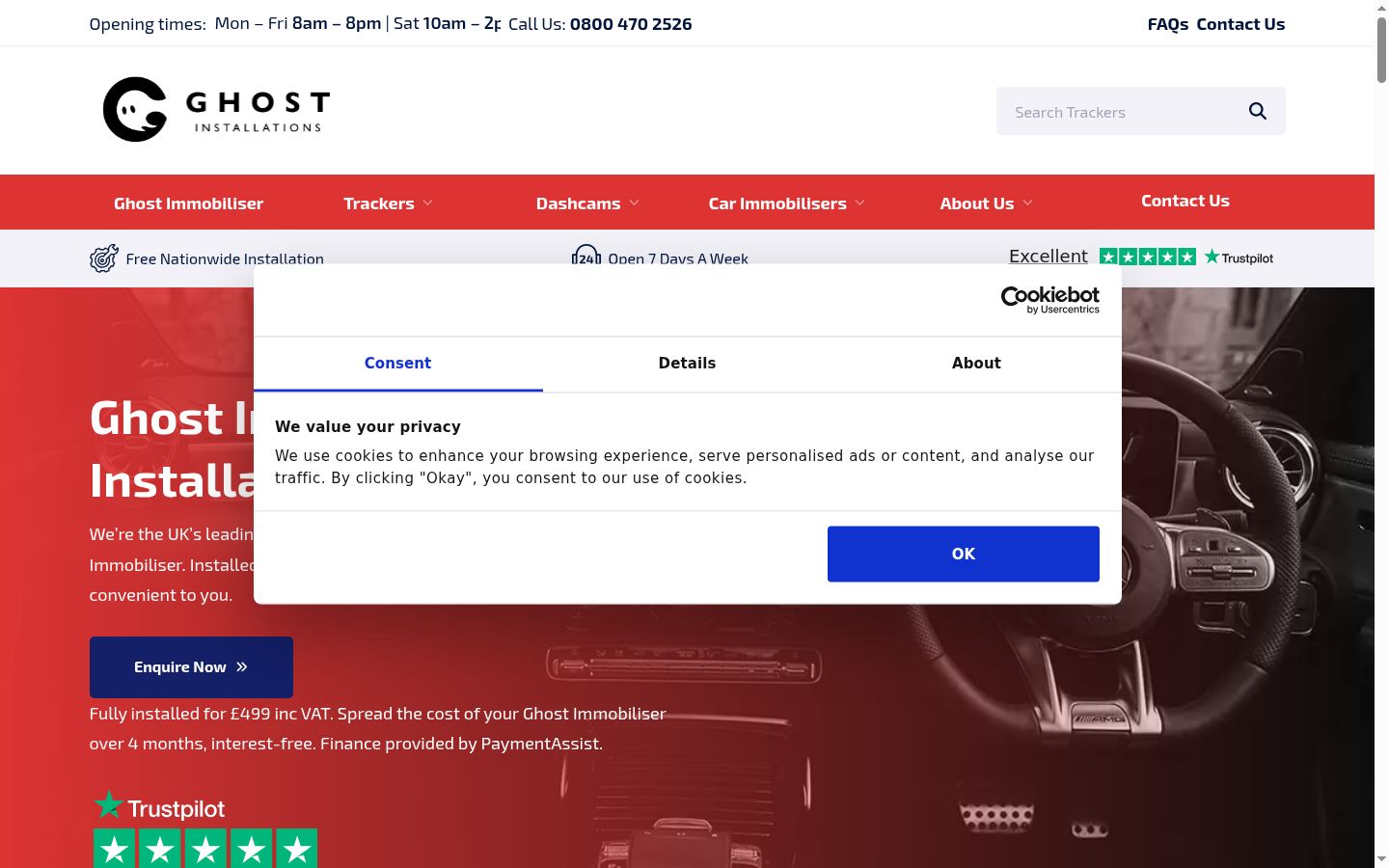 Screenshot van de toestemmingsbanner zoals getoond vóór enige interactie