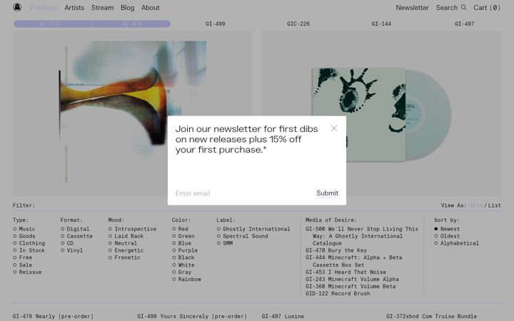 Screenshot of ghostly.com