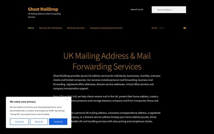 Screenshot of ghostmaildrop.uk