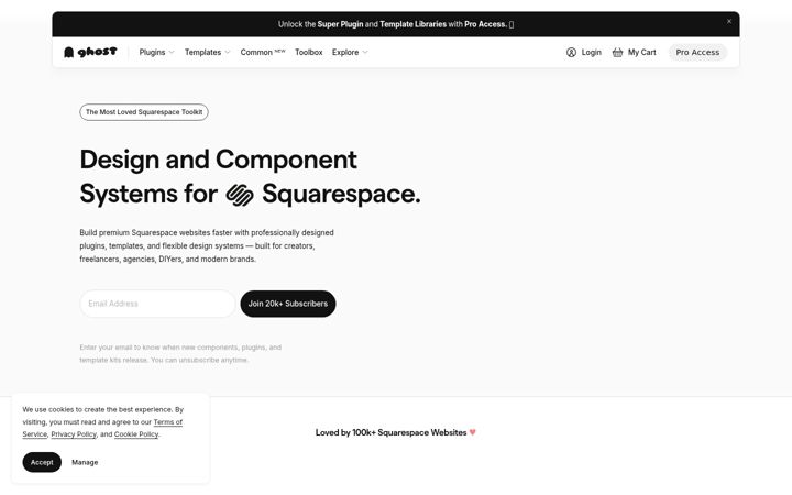 Screenshot van ghostplugins.dev