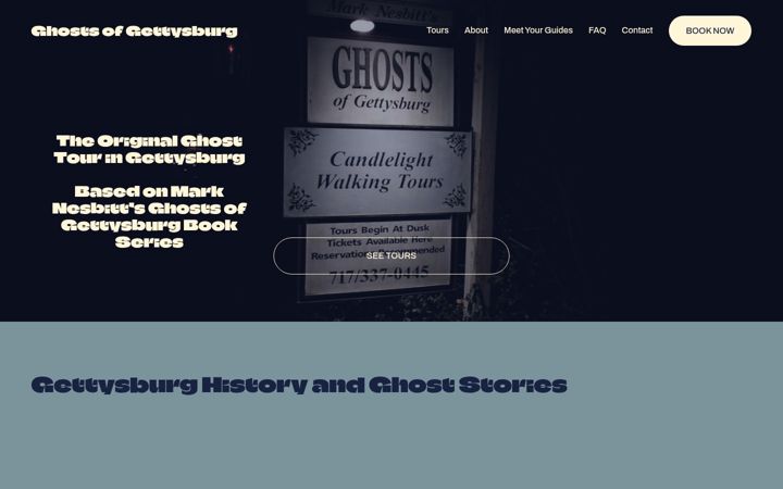 Screenshot of ghostsofgettysburg.com