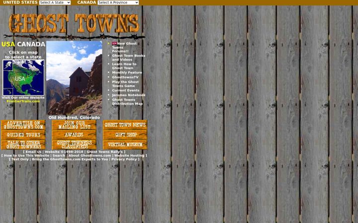 Screenshot of ghosttowns.com