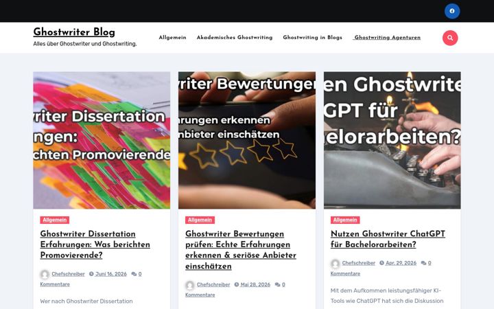 Screenshot of ghostwriter-blog.de