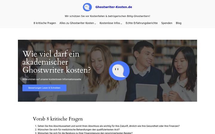 Screenshot of ghostwriter-kosten.de