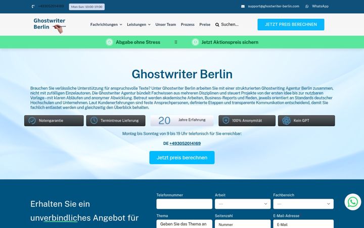 Screenshot of ghostwriting-agentur.com