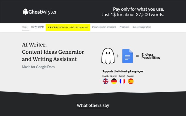 Screenshot of ghostwryter.net
