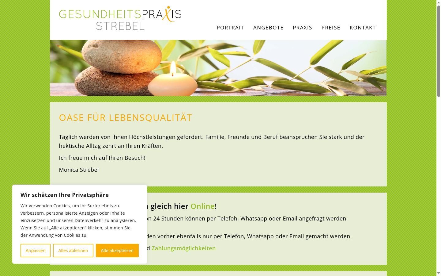 Screenshot des Einwilligungsbanners vor jeglicher Interaktion