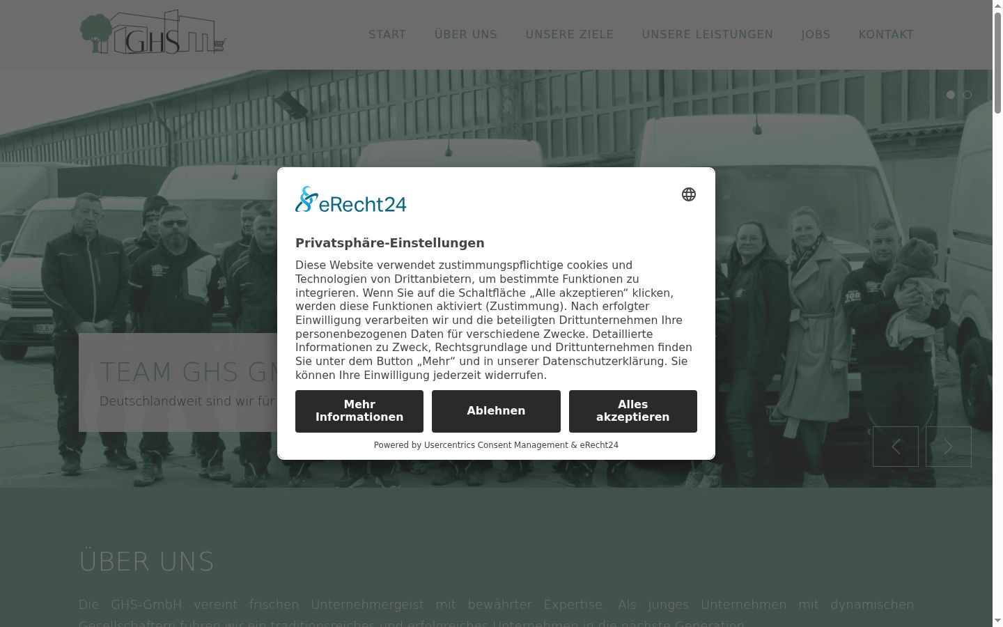 Screenshot of the consent banner shown before any interaction
