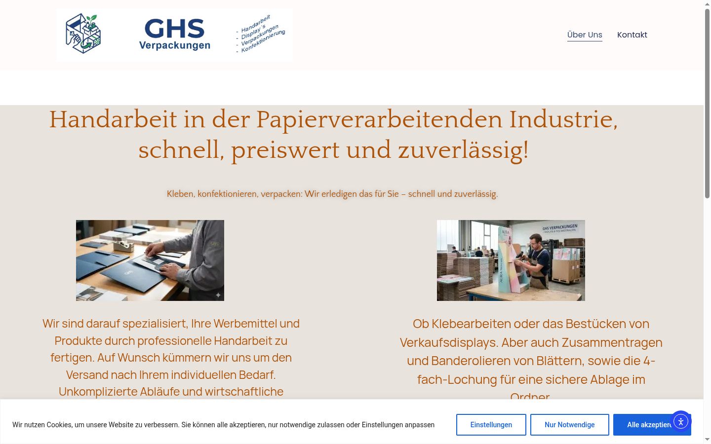 Screenshot des Einwilligungsbanners vor jeglicher Interaktion