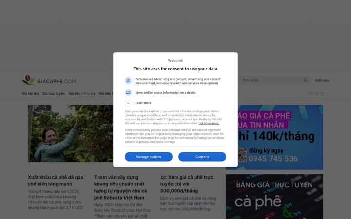 Screenshot van giacaphe.com