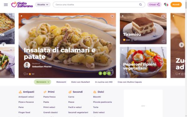 Screenshot of giallozafferano.it