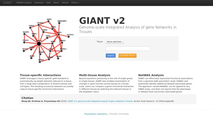 Screenshot of giant-v2.princeton.edu