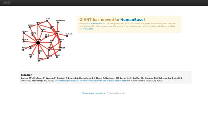Screenshot of giant.princeton.edu