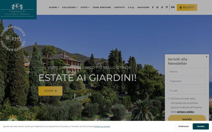 Screenshot of giardinidivilladellapergola.com