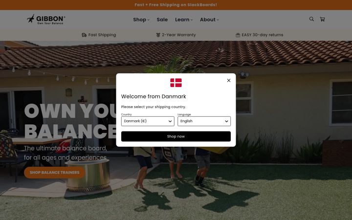 Screenshot of gibbonshop.co.uk