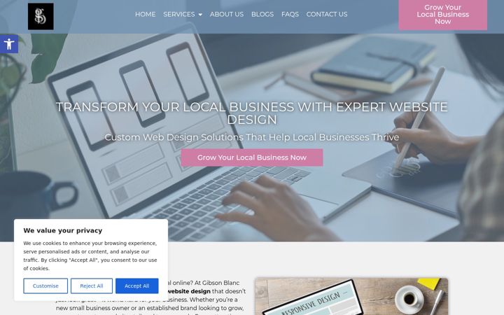 Screenshot of gibsonblancdesign.com