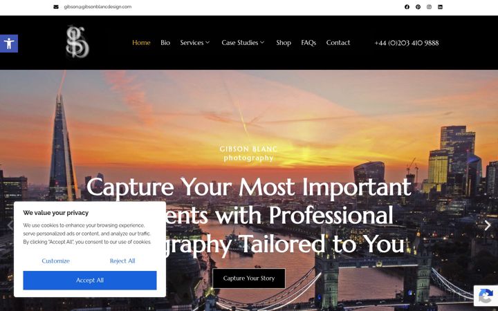 Screenshot of gibsonblancphotography.com