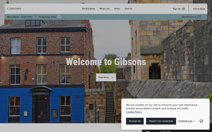 Screenshot of gibsonspubyork.co.uk