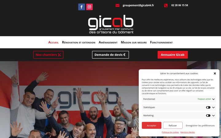 Screenshot of gicab44.fr