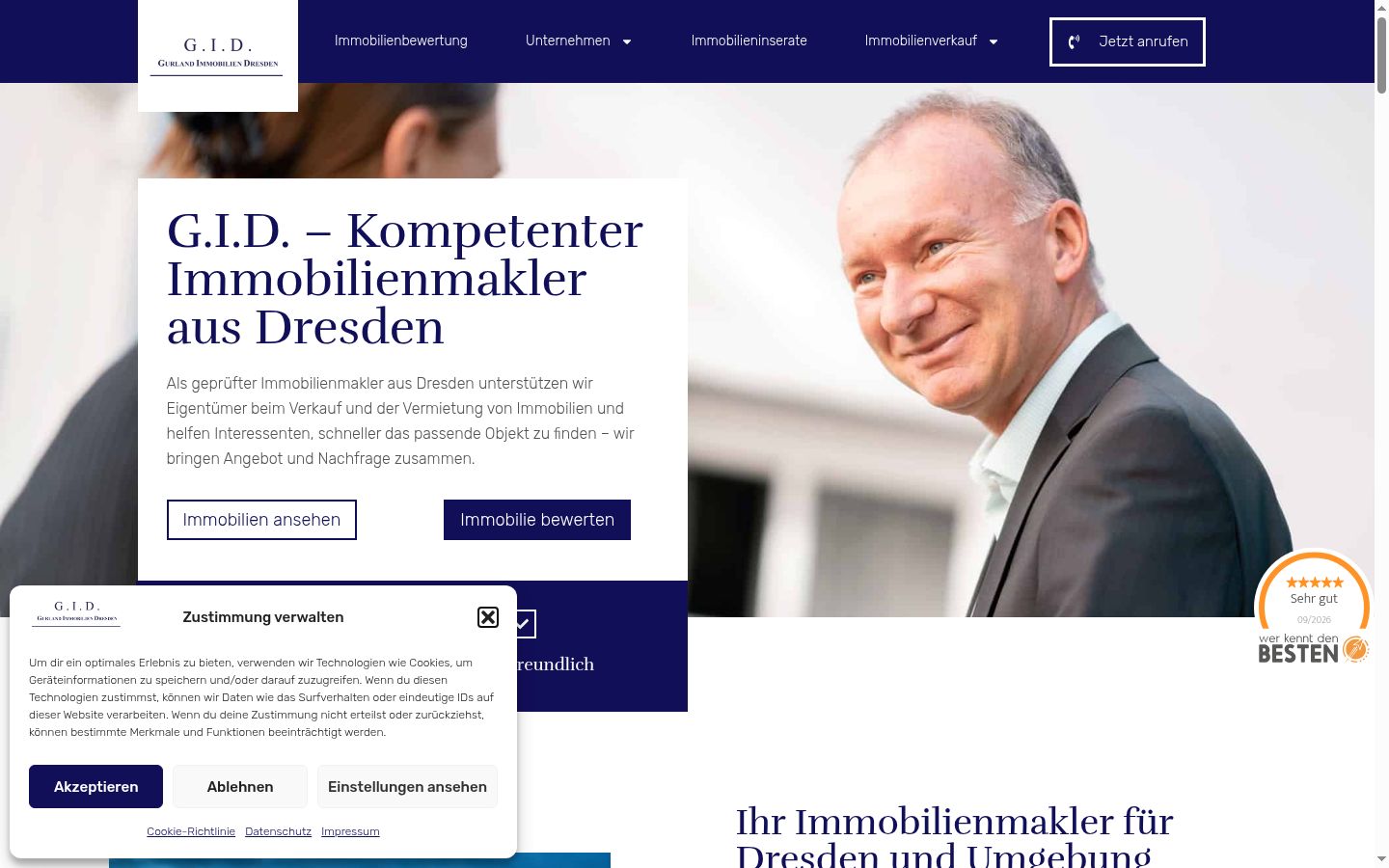 Screenshot del banner di consenso mostrato prima di qualsiasi interazione