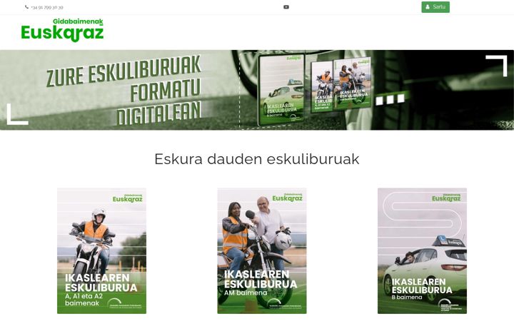 Screenshot of gidabaimenakeuskarazliburuak.eus