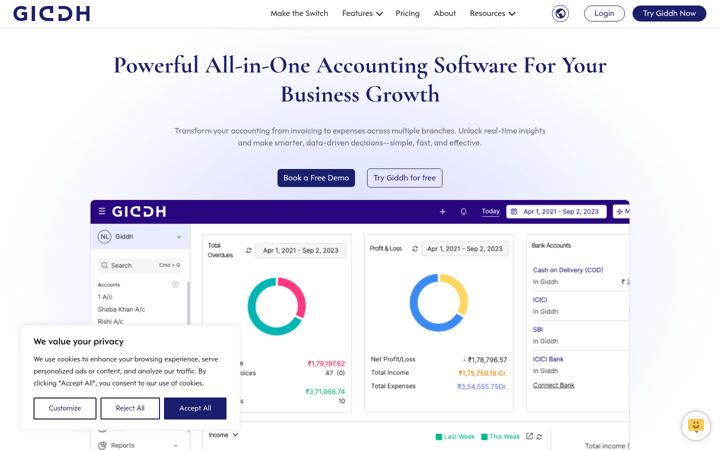 Screenshot of giddh.com
